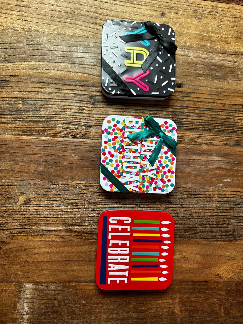 Birthday Themed Metal Gift Tin Set - Multicolor